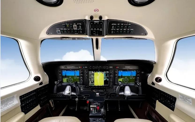 Cockpit and instrument panel of a 2015 Piper Meridian M500 PA-46-500TP.
