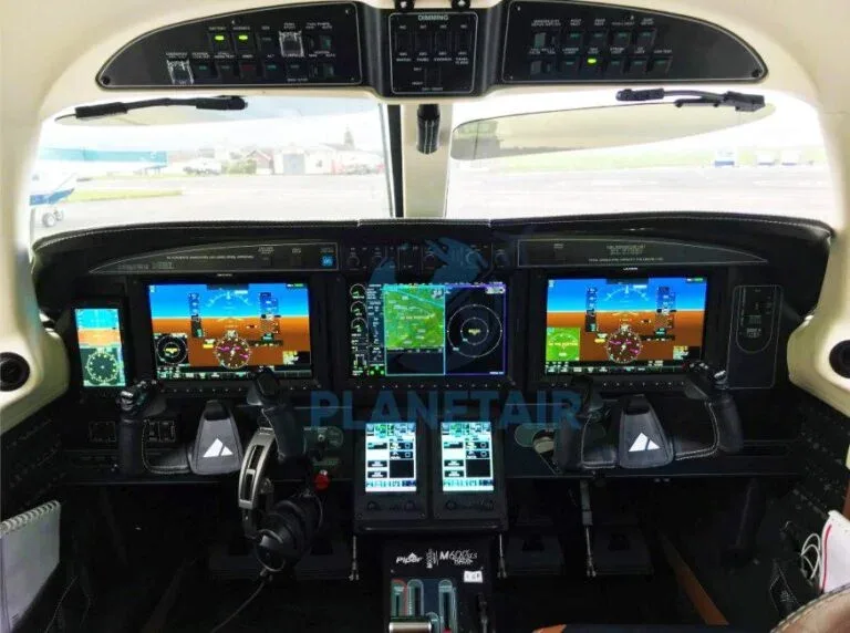 Cockpit and instrument panel of a 2020 Piper Meridian M600 SLS PA-46-600TP.