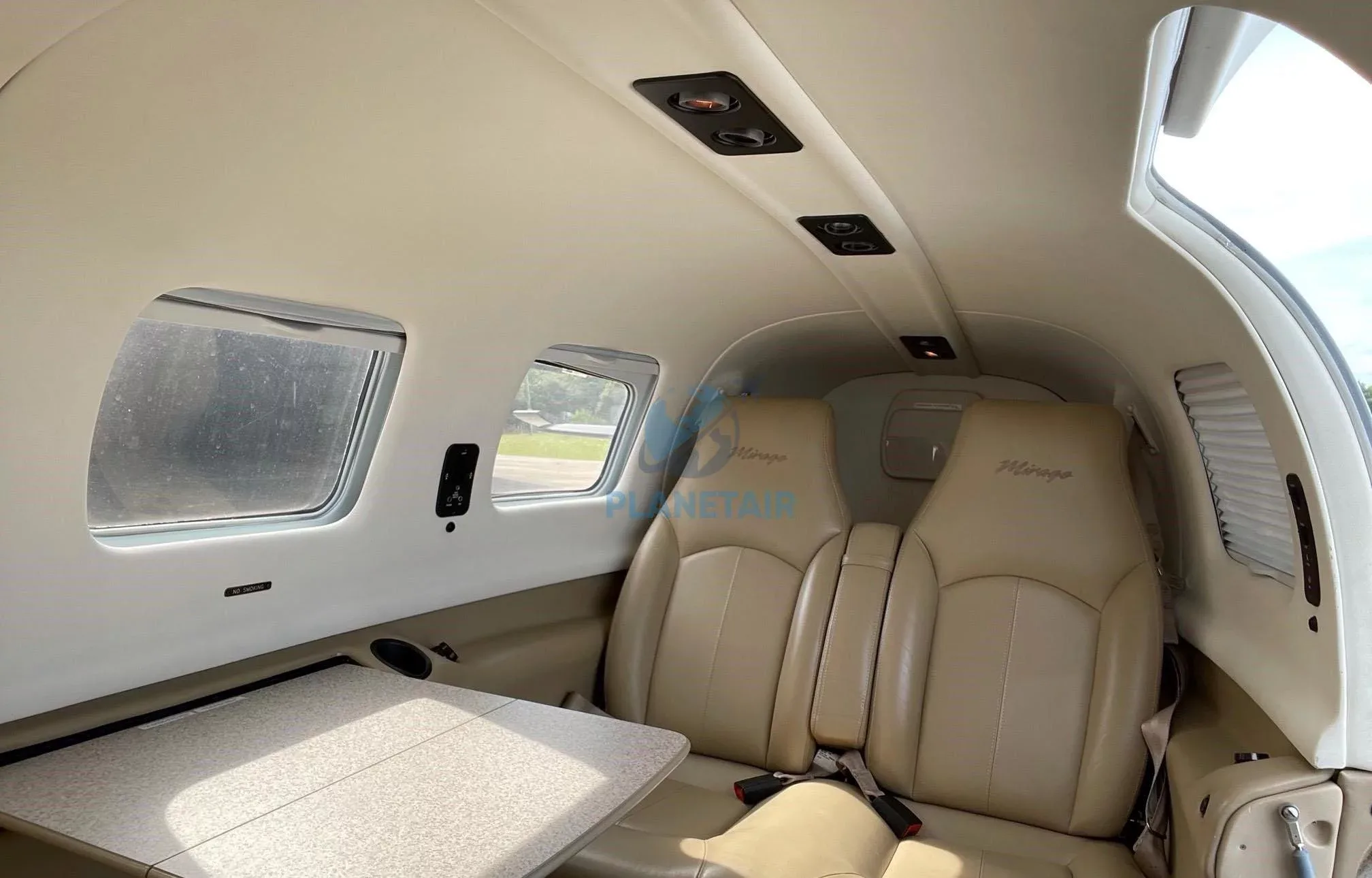 Cabin interior of a 2010 Piper Malibu Mirage PA-46-350P.