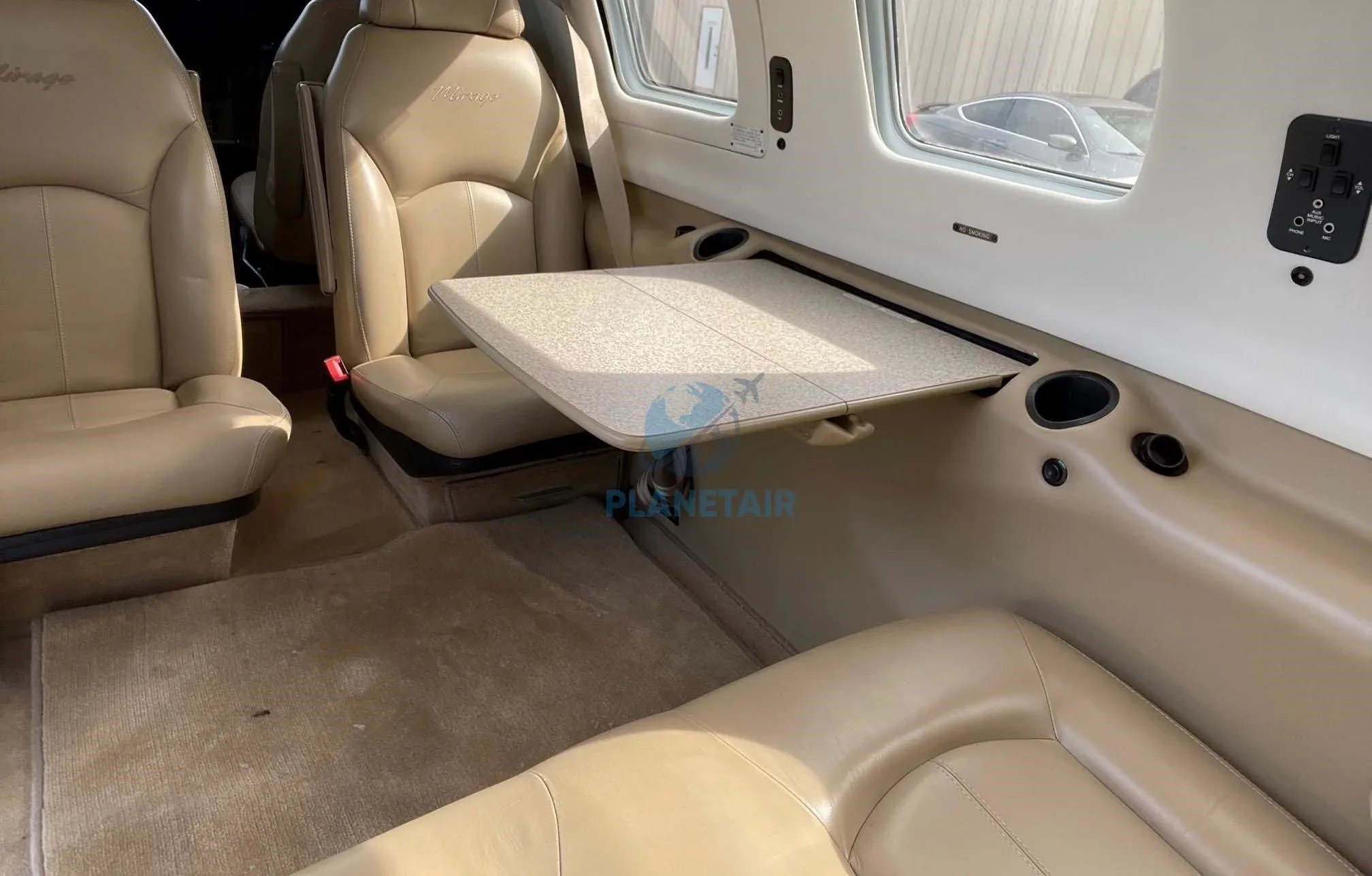 Cabin interior of a 2010 Piper Malibu Mirage PA-46-350P.