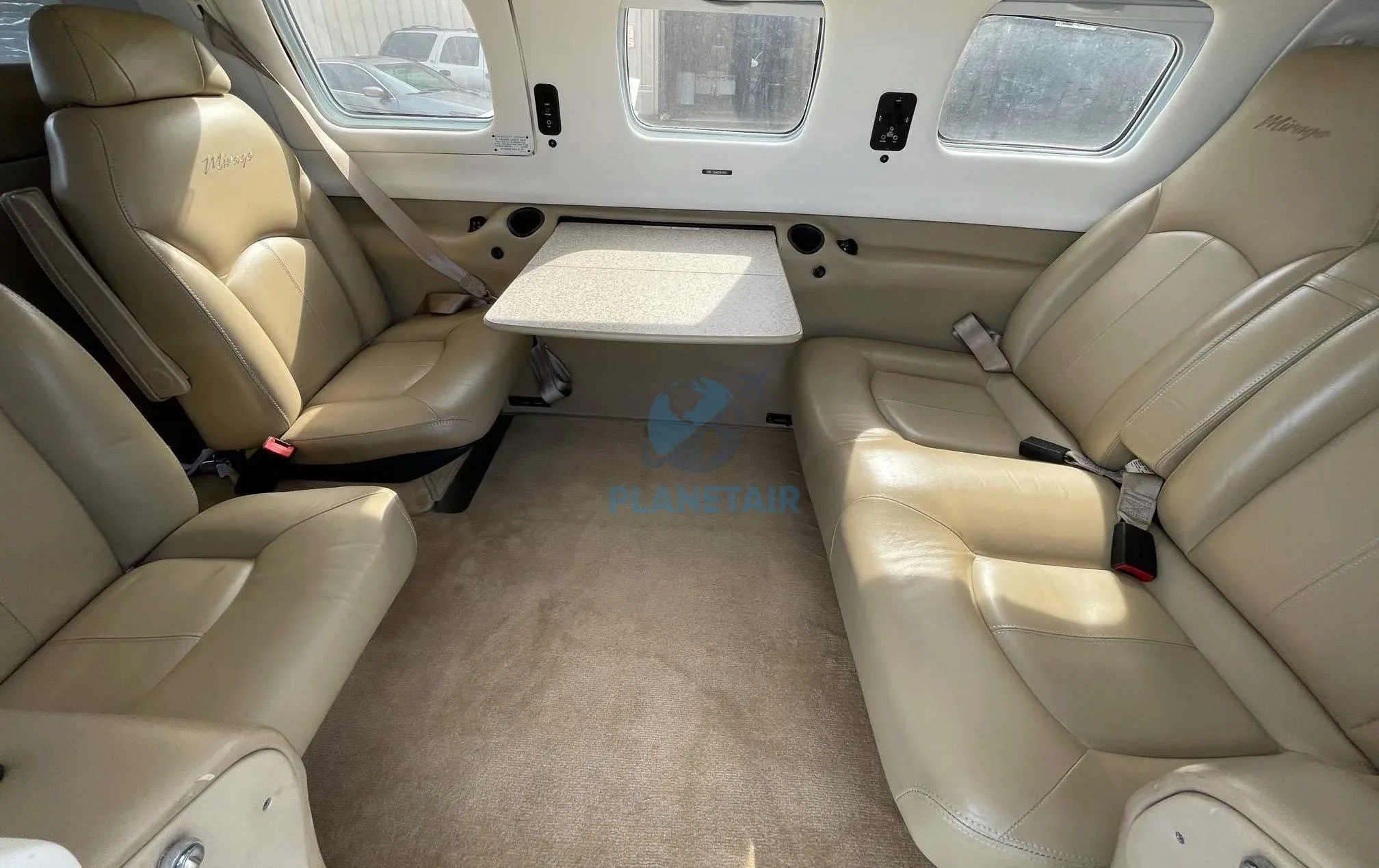 Cabin interior of a 2010 Piper Malibu Mirage PA-46-350P.