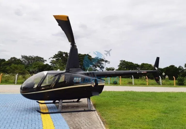 Exterior view of a 2014 Robinson R66 Turbine.