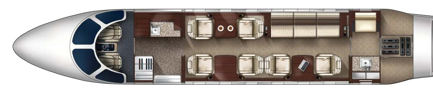 Cabin interior of a 2027 Embraer Praetor 600.