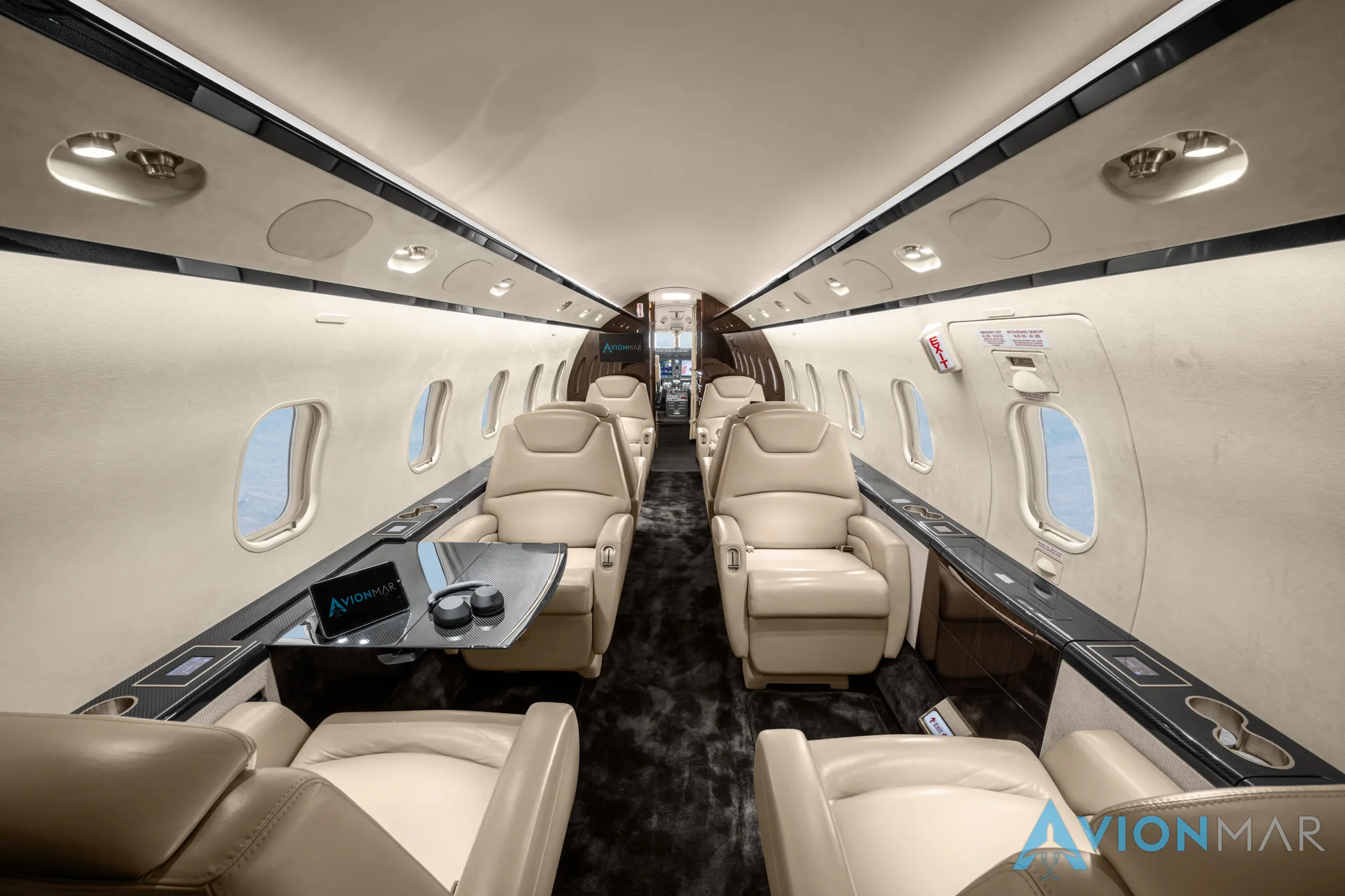 Cabin interior of a 2010 Bombardier Challenger 300 (2010).