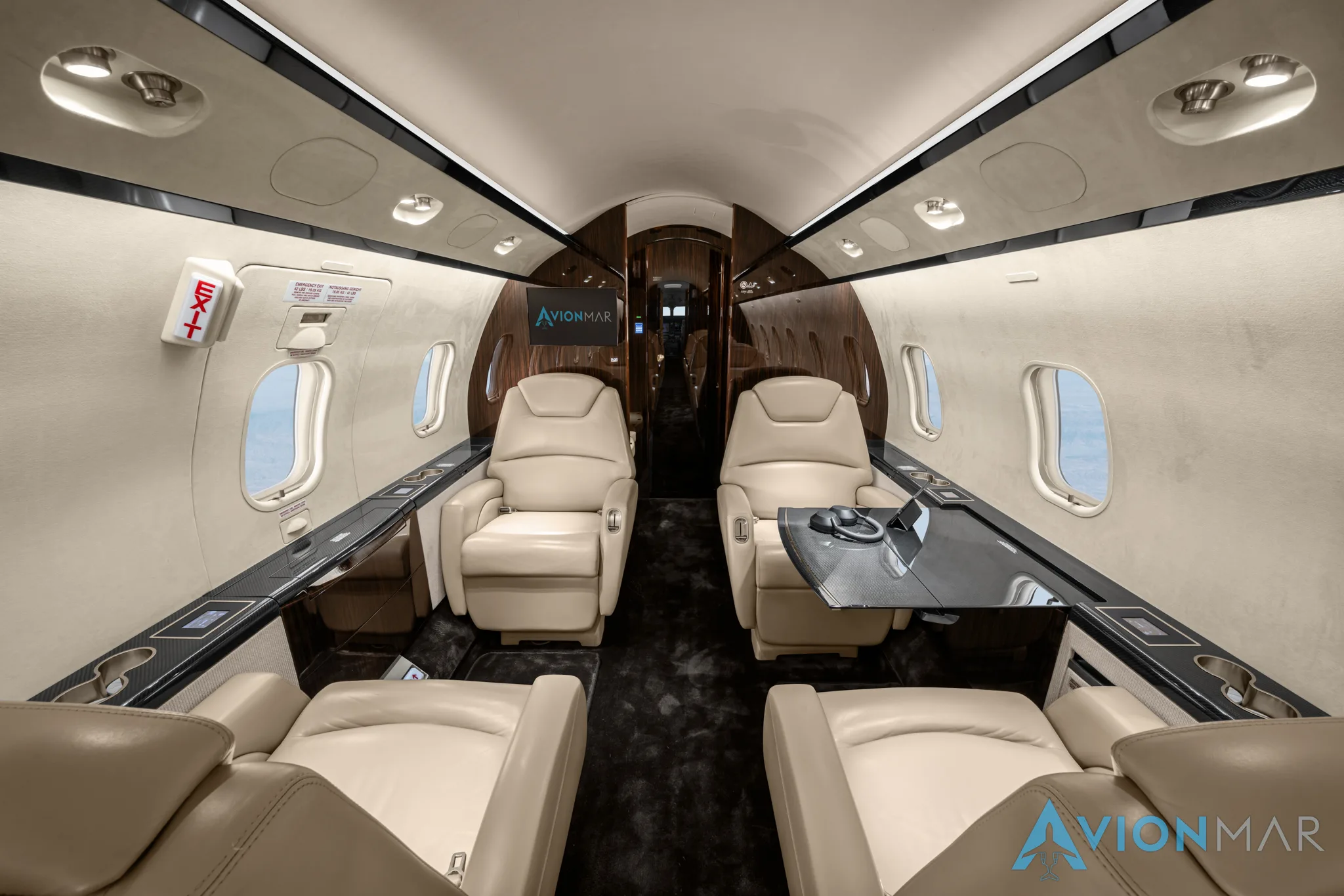 Cabin interior of a 2010 Bombardier Challenger 300 (2010).