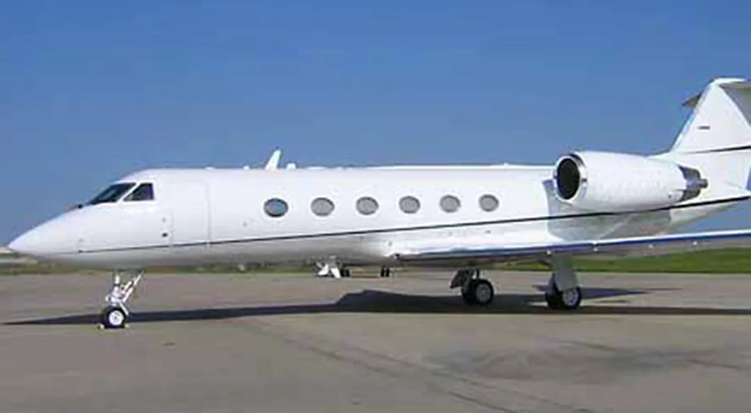 Exterior view of a 1986 Gulfstream IV.