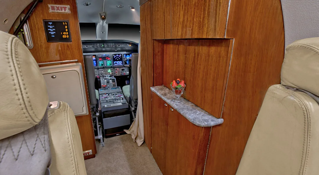 Cabin interior of a 2000 Bombardier LEARJET 45.