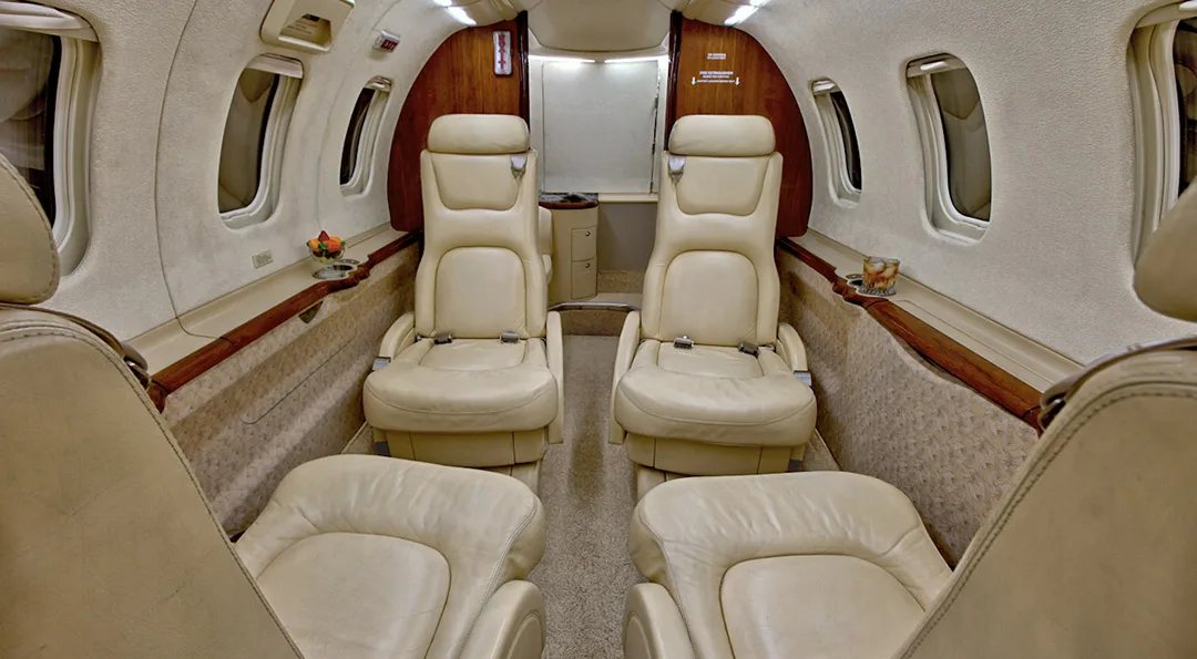 Cabin interior of a 2000 Bombardier LEARJET 45.