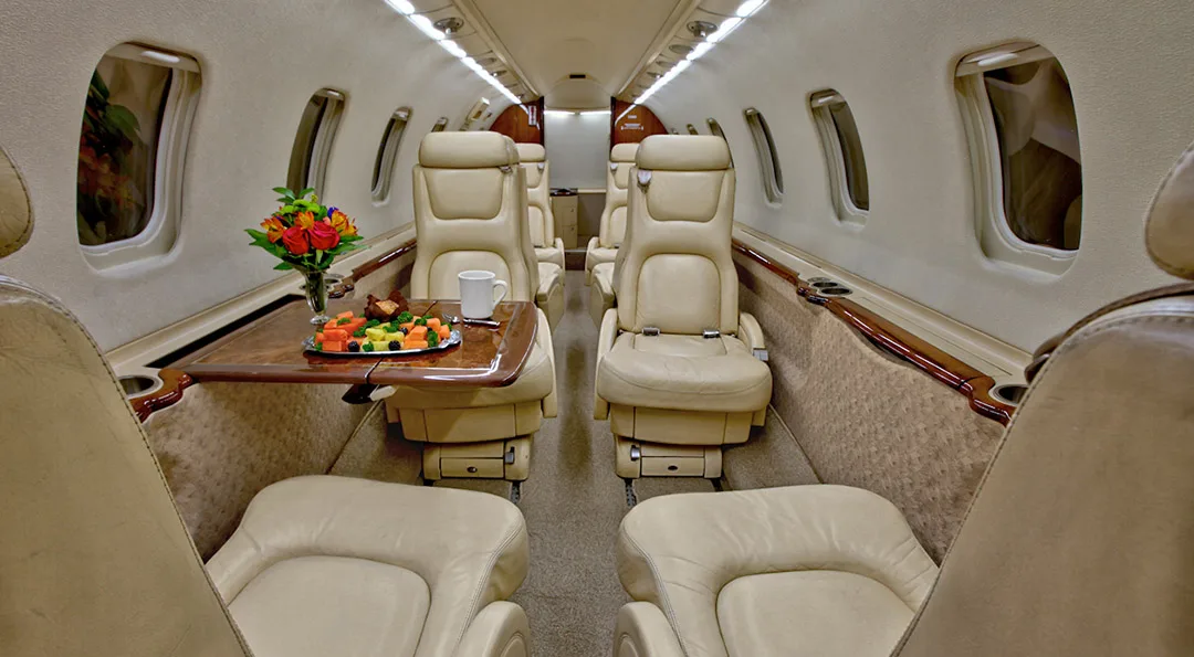 Cabin interior of a 2000 Bombardier LEARJET 45.
