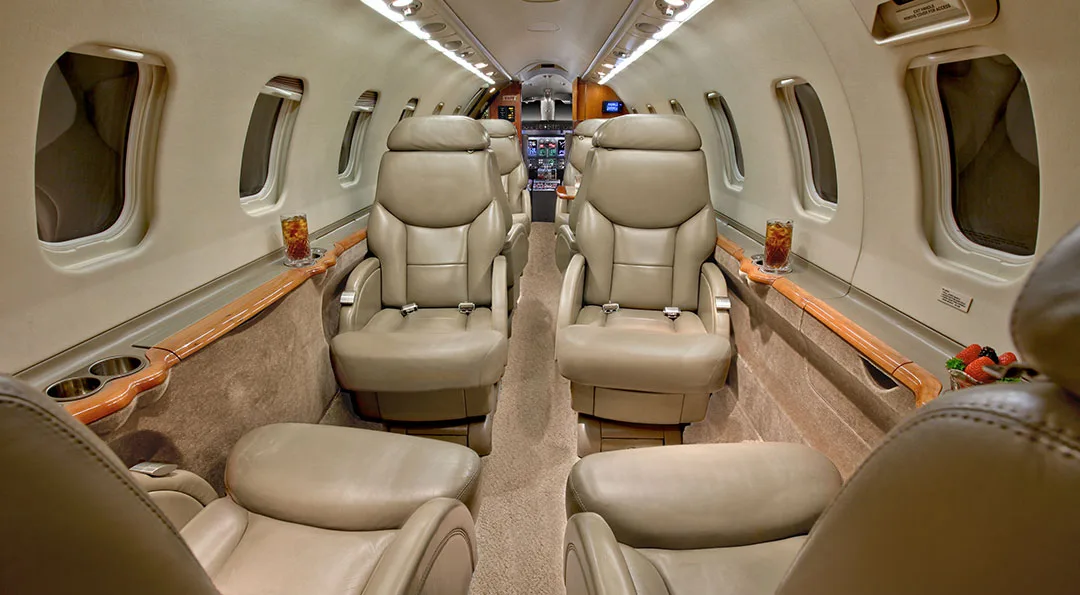 Cabin interior of a 2000 Learjet 45.