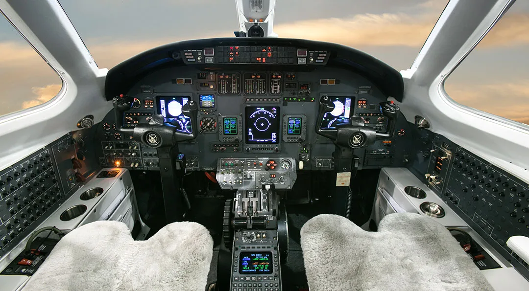 Cockpit and instrument panel of a 2000 Cessna CITATION EXCEL.