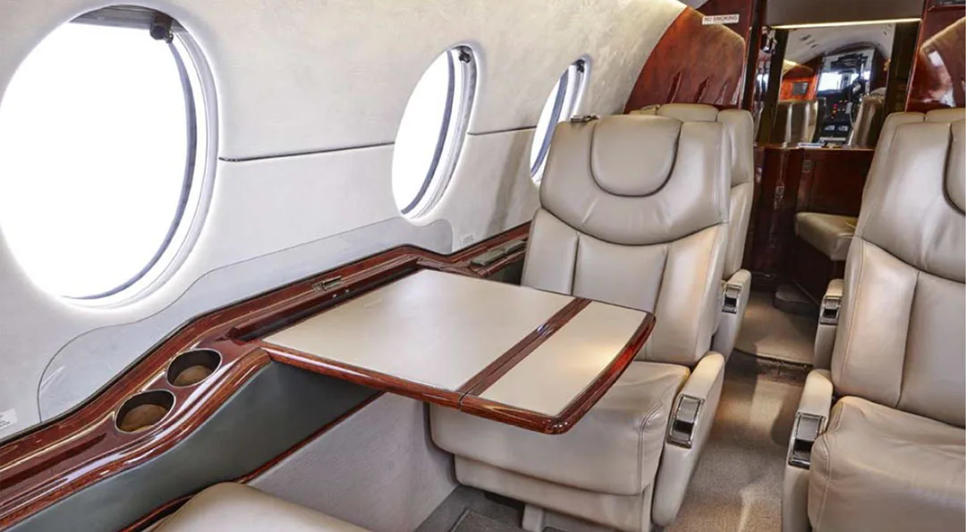 Cabin interior of a 2004 Hawker 400XP.
