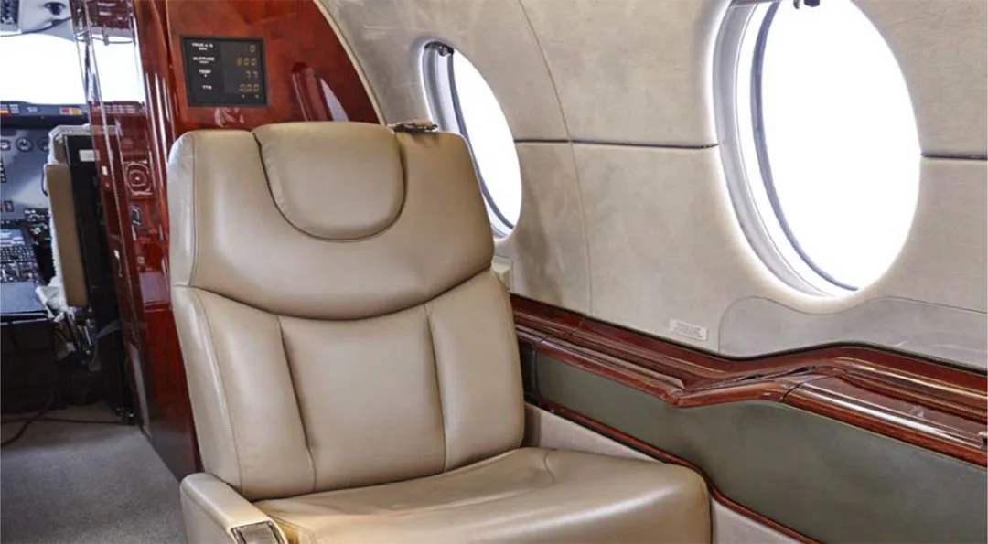 Cabin interior of a 2004 Hawker 400XP.