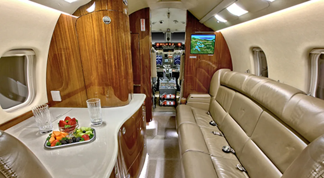 Cabin interior of a 2008 Bombardier LEARJET 60XR.