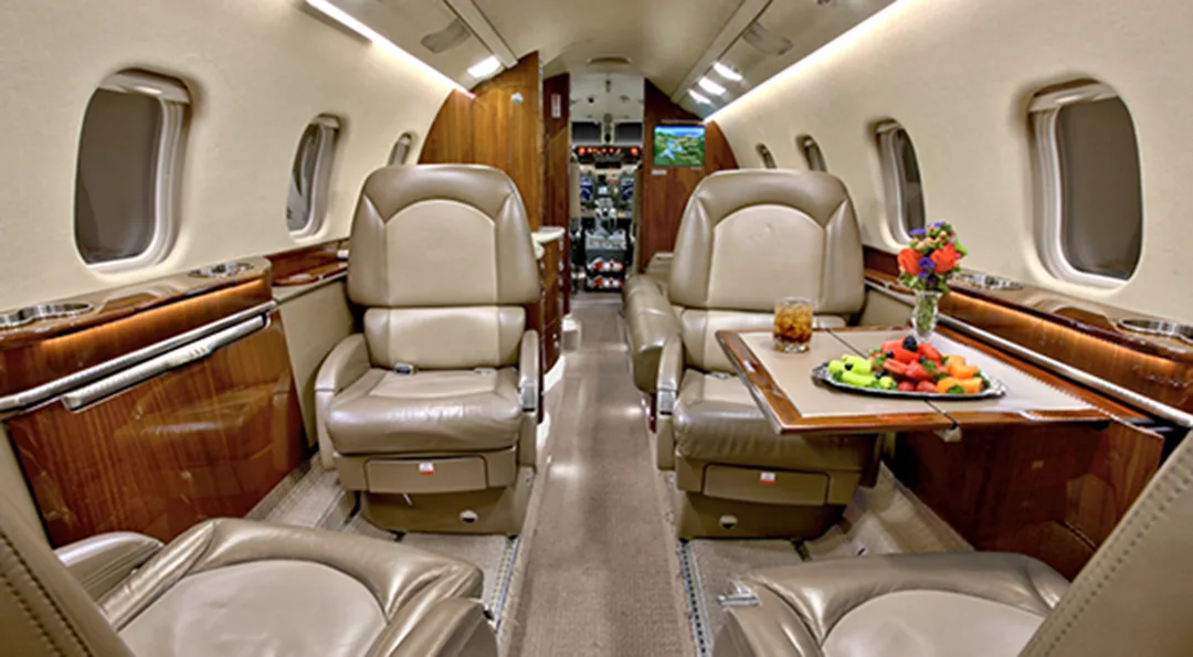Cabin interior of a 2008 Bombardier LEARJET 60XR.