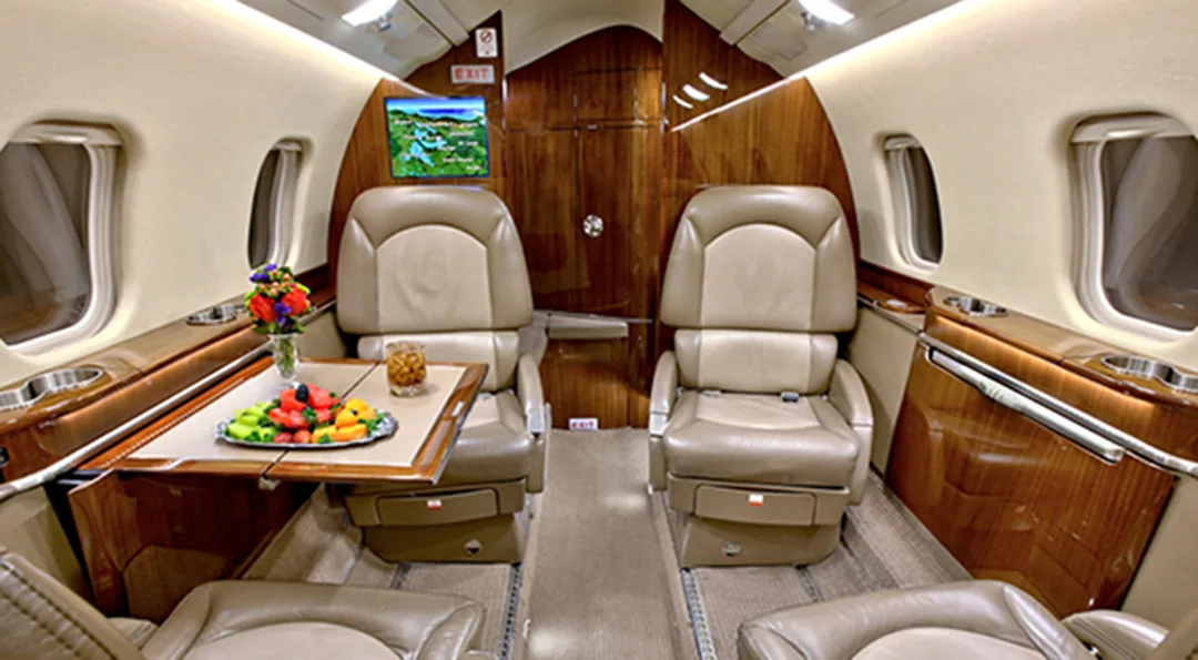 Cabin interior of a 2008 Bombardier LEARJET 60XR.
