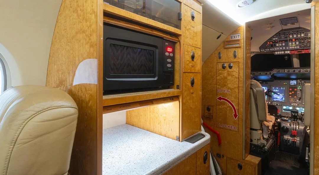 Cabin interior of a 2008 Hawker 900XP.