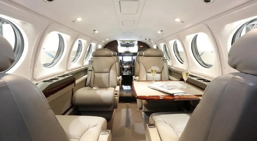 Cabin interior of a 2011 Beechcraft KING AIR 250.