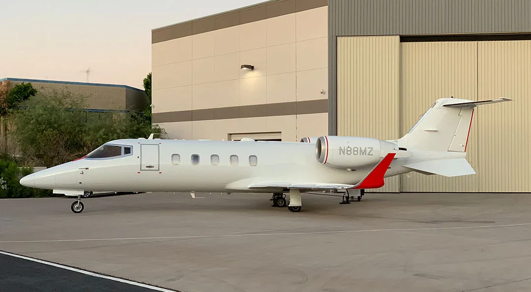Cabin interior of a 2012 Bombardier Learjet 60XR.