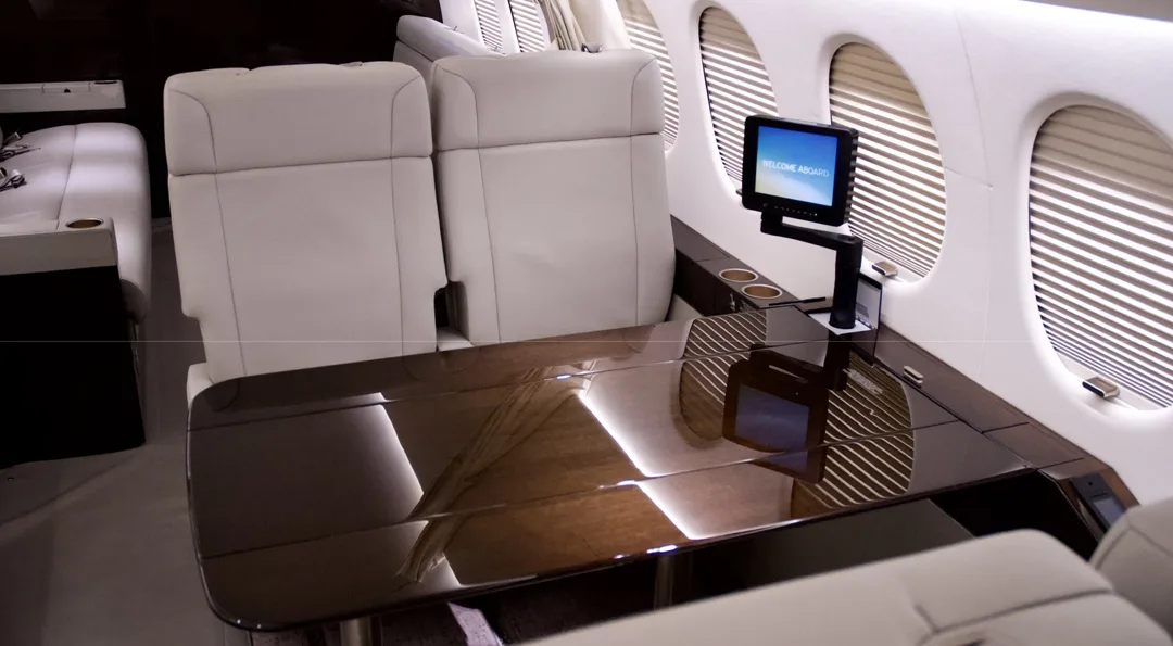 Cabin interior of a 2012 Dassault FALCON 7X.