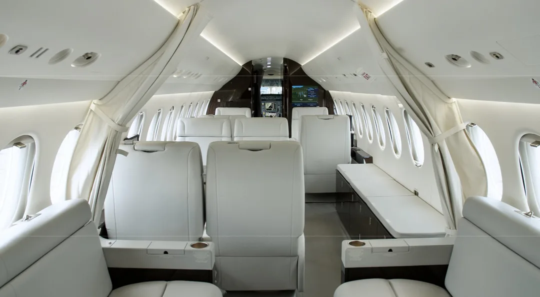 Cabin interior of a 2012 Dassault FALCON 7X.