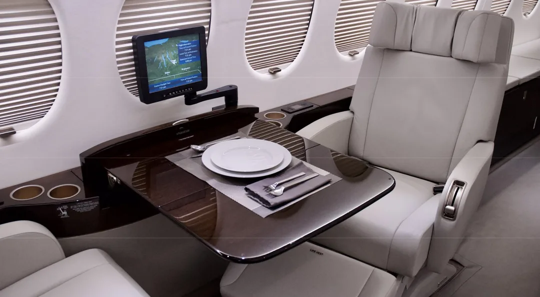 Cabin interior of a 2012 Dassault FALCON 7X.