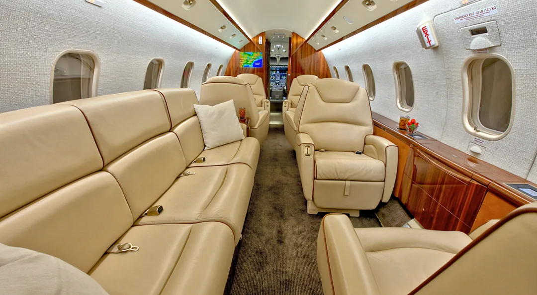 Cabin interior of a 2013 Bombardier CHALLENGER 300.