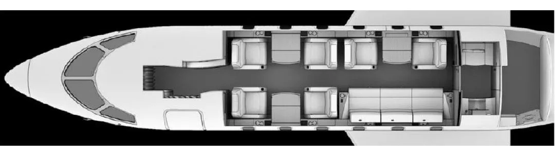 Cabin interior of a 2013 Bombardier CHALLENGER 300.
