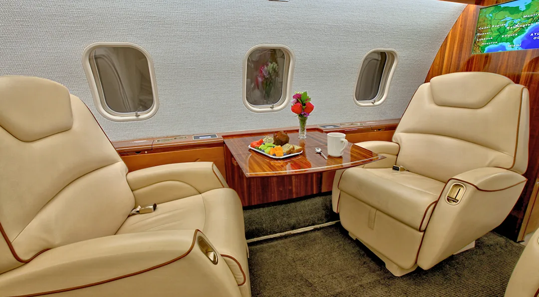 Cabin interior of a 2013 Bombardier CHALLENGER 300.
