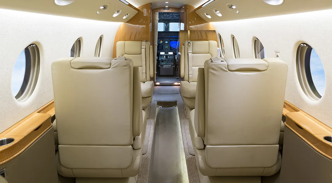 Cabin interior of a 2013 Gulfstream G150.