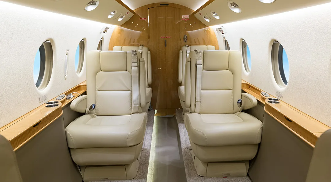 Cabin interior of a 2013 Gulfstream G150.