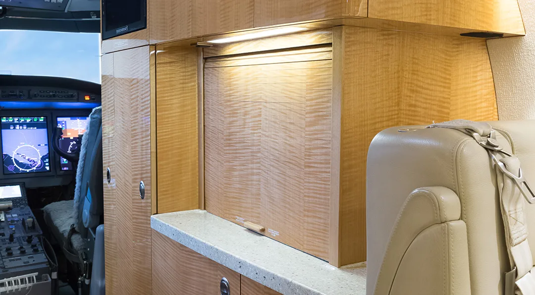 Cabin interior of a 2013 Gulfstream G150.