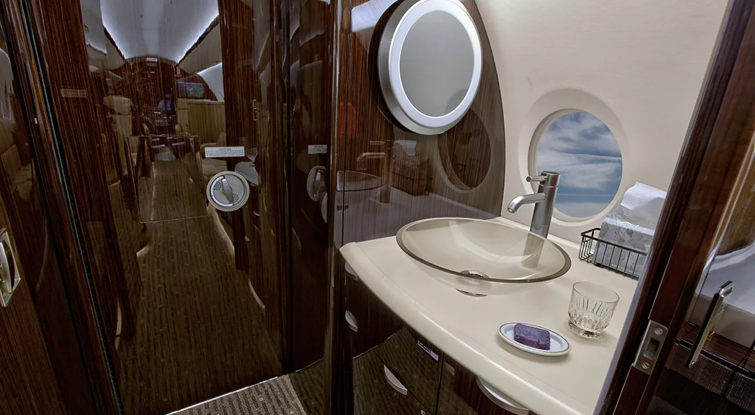 Cabin interior of a 2013 Gulfstream G280.