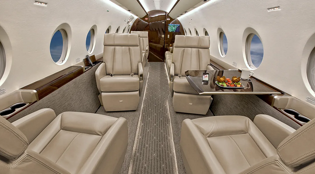 Cabin interior of a 2013 Gulfstream G280.