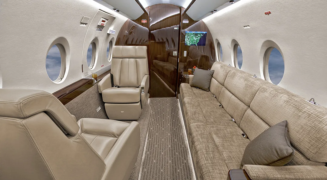Cabin interior of a 2013 Gulfstream G280.