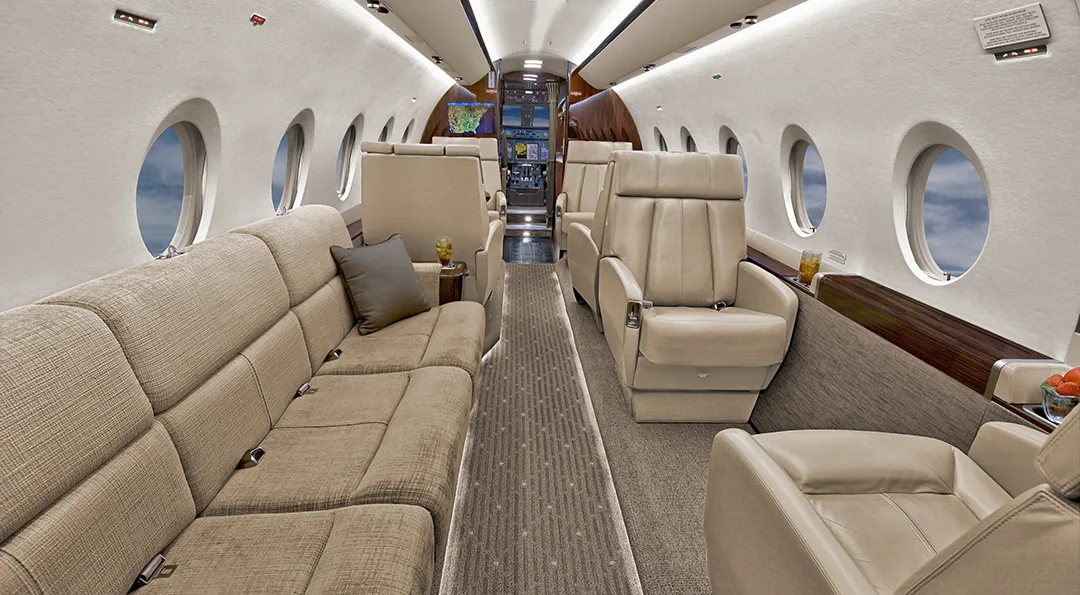 Cabin interior of a 2013 Gulfstream G280.