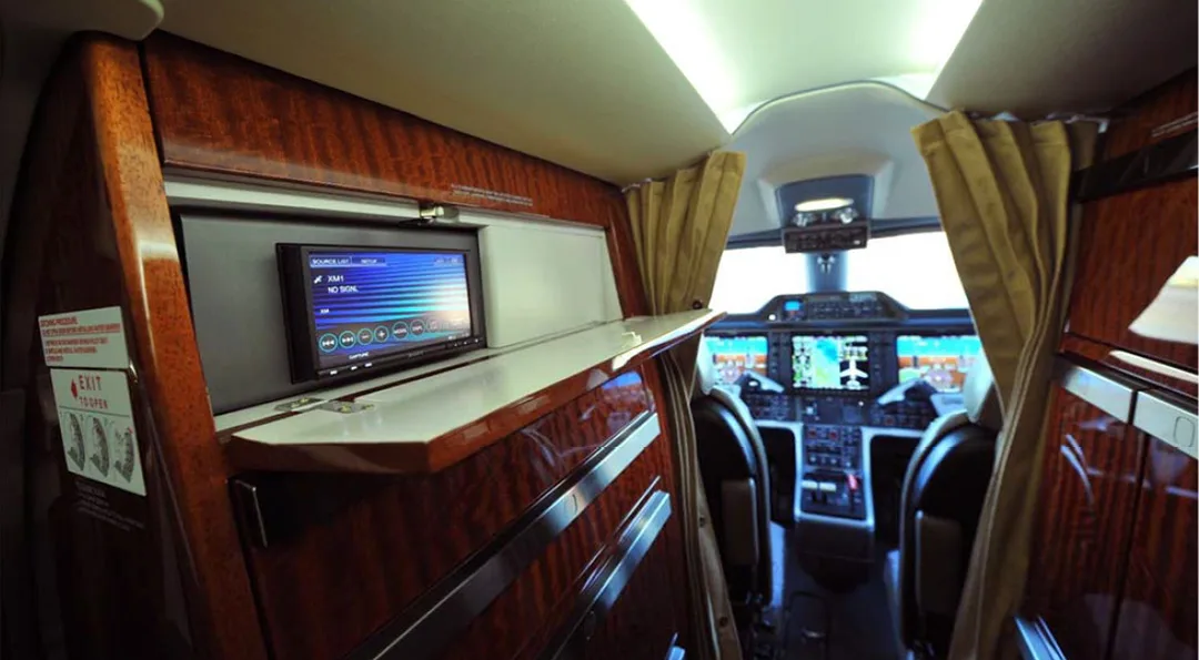 Cabin interior of a 2014 Embraer PHENOM 300.