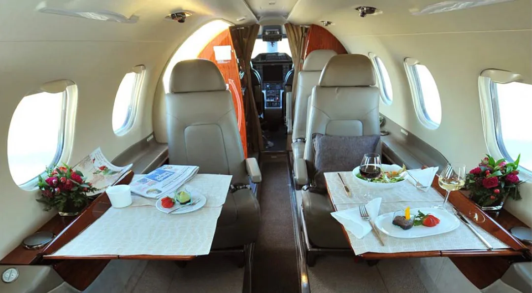 Cabin interior of a 2014 Embraer PHENOM 300.
