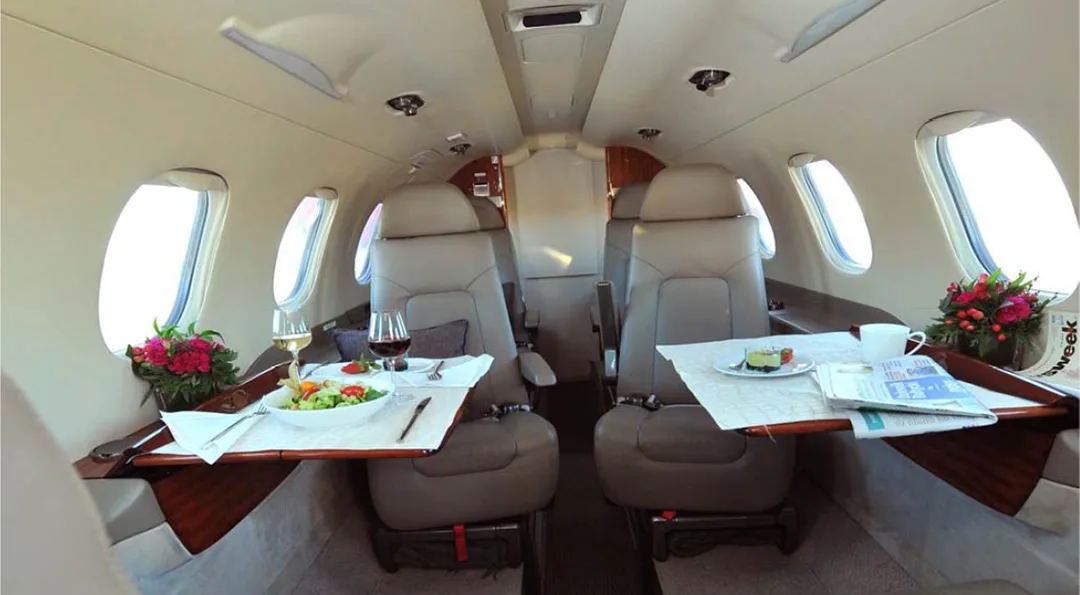 Cabin interior of a 2014 Embraer PHENOM 300.