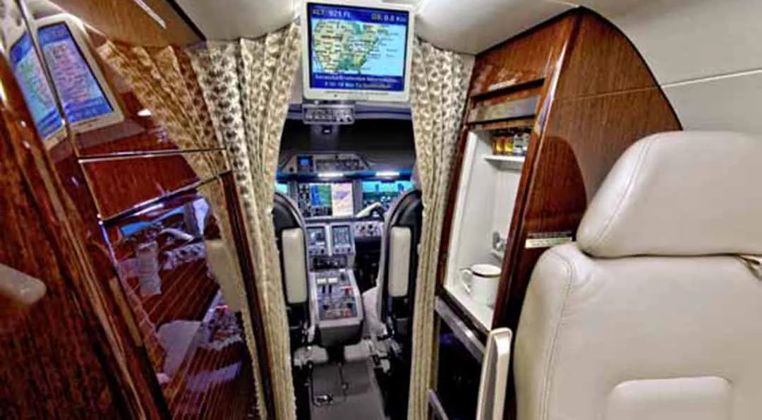 Cabin interior of a 2014 Embraer PHENOM 300.
