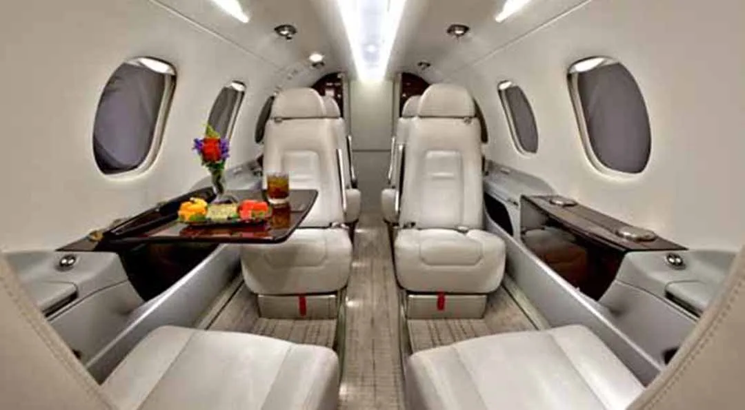 Cabin interior of a 2014 Embraer PHENOM 300.