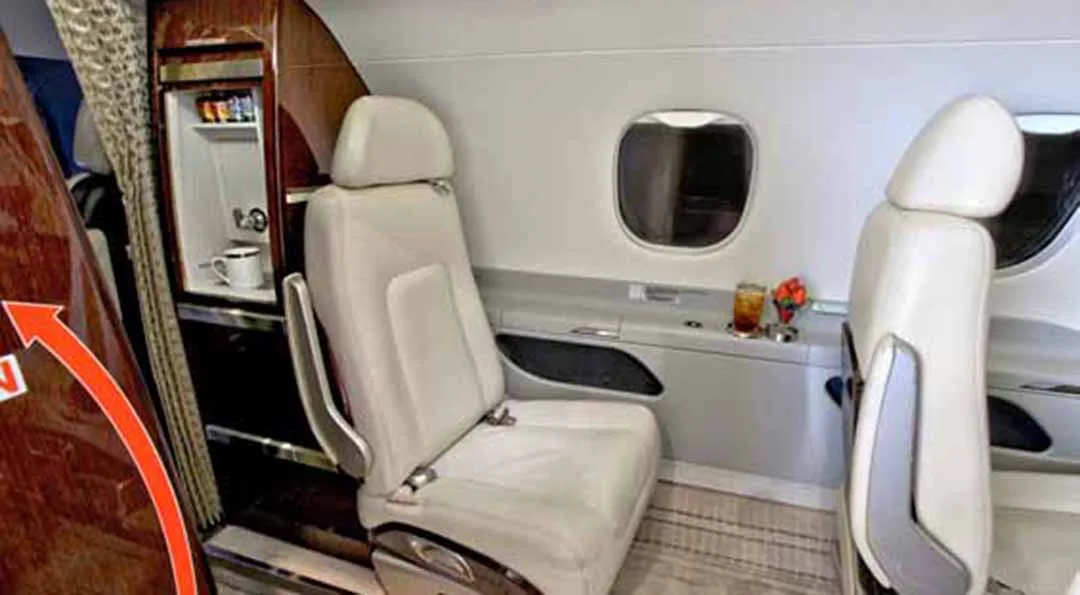 Cabin interior of a 2014 Embraer PHENOM 300.