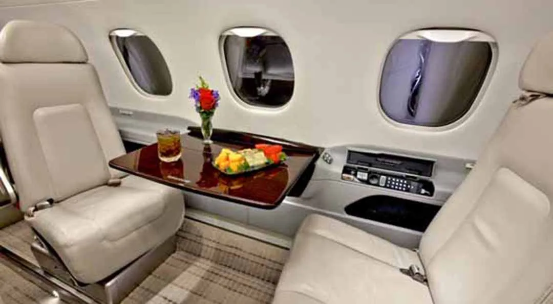 Cabin interior of a 2014 Embraer PHENOM 300.
