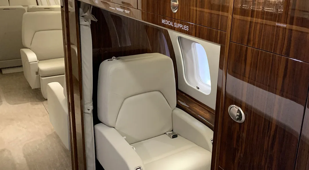 Cabin interior of a 2015 Bombardier GLOBAL 6000.
