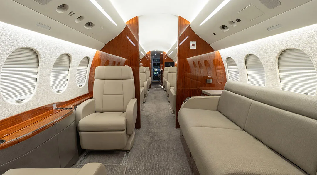 Cabin interior of a 2015 Dassault FALCON 7X.