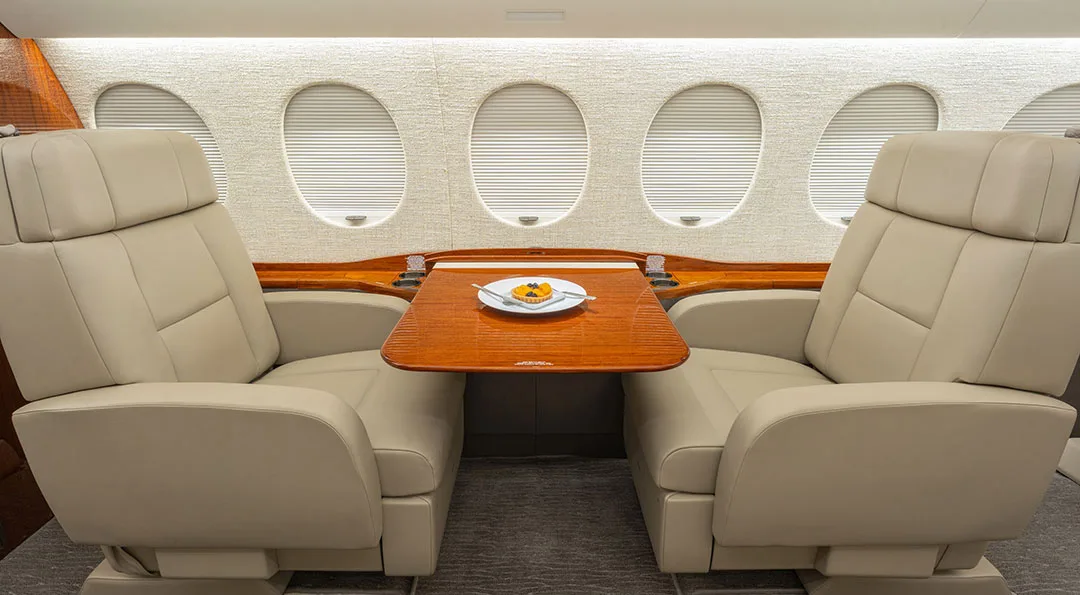 Cabin interior of a 2015 Dassault FALCON 7X.