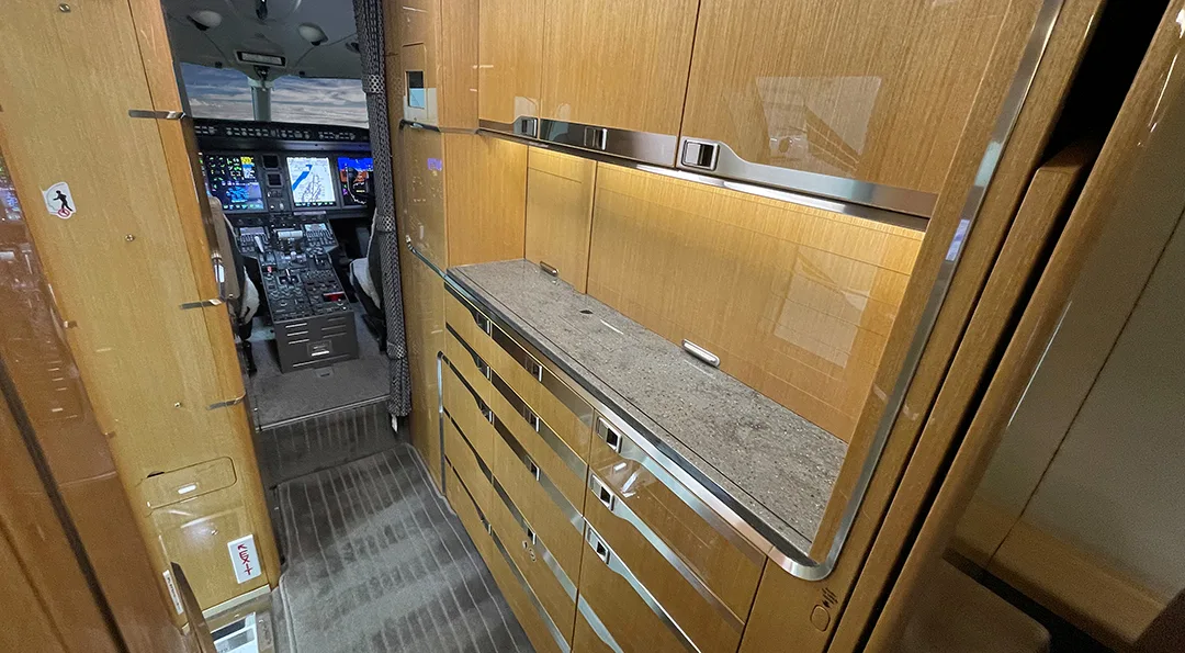 Cabin interior of a 2016 Bombardier CHALLENGER 350.