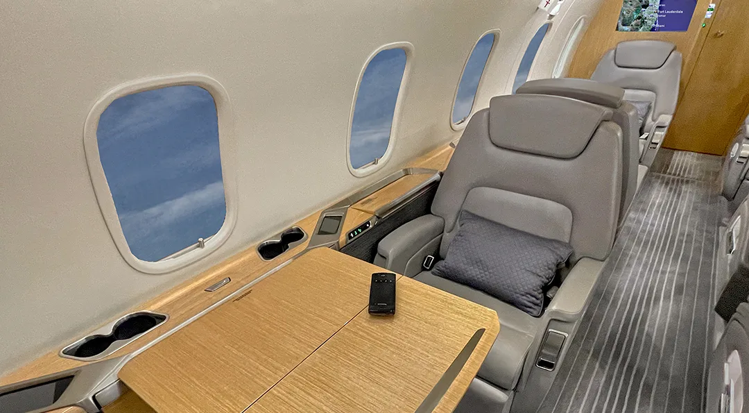 Cabin interior of a 2016 Bombardier CHALLENGER 350.