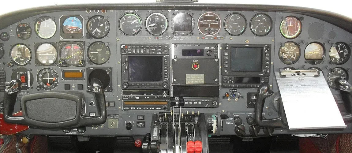 Avionics suite of a 1975 Cessna.
