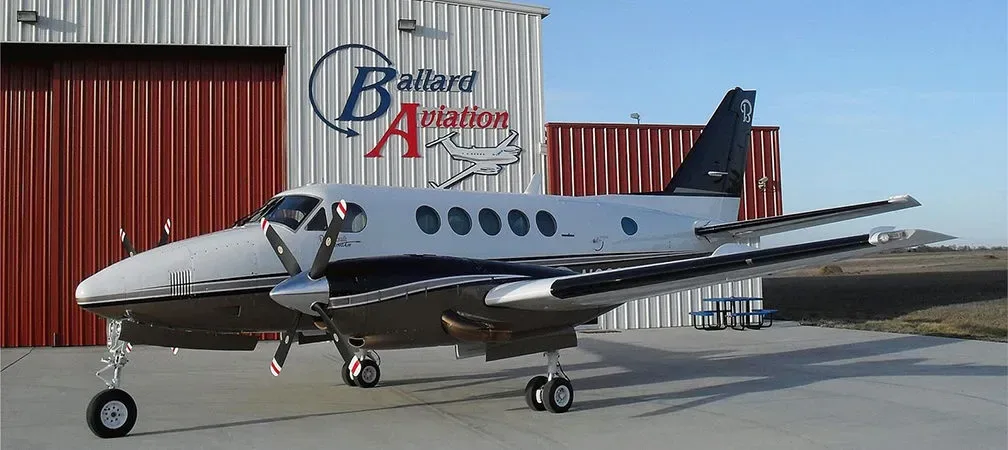 Exterior view of a 1979 Beechcraft KING AIR B100.